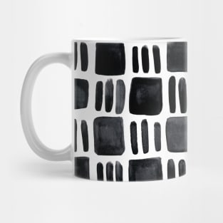 Watercolor abstract squares - black and white Mug